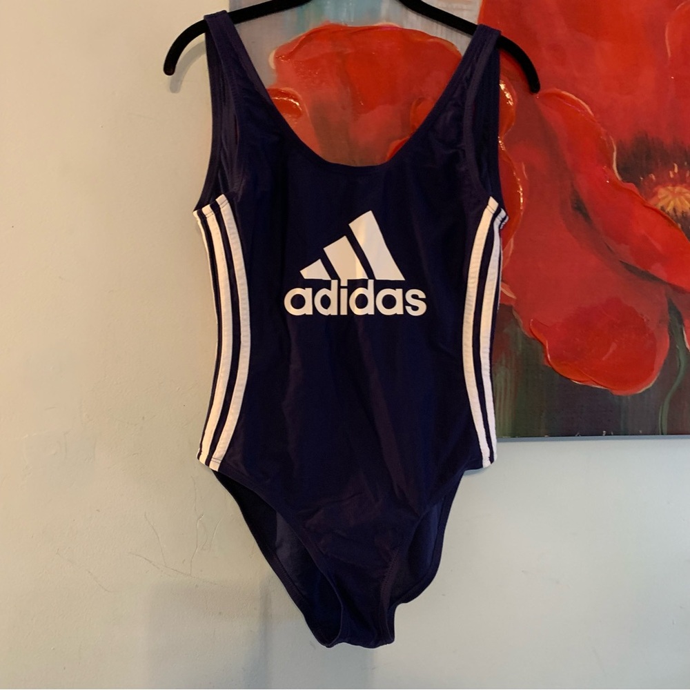 Womens adidas One Piece Swimsuit Navy Blue & White Size M Medium